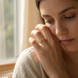 14K Yellow Gold Zigzag Baguette & Round Open Band Ring