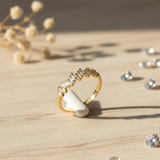 14K Gold Baguette Cluster Ring – Textured Stackable Fine Band