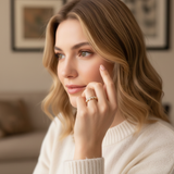 14K Gold Baguette Cluster Ring – Textured Stackable Fine Band