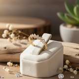 14K Gold Baguette Cluster Ring – Textured Stackable Fine Band