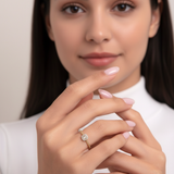 14K Gold Baguette Halo Ring – Dainty Rope Band Engagement Band