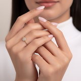 14K Gold Baguette Halo Ring – Dainty Rope Band Engagement Band