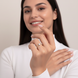 14K Gold Baguette Halo Ring – Dainty Rope Band Engagement Band