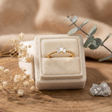 14K Gold Beaded Baguette Cluster Ring – Dainty Stackable Band