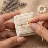 14K Gold Beaded Baguette Cluster Ring – Dainty Stackable Band