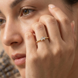 14K Gold Beaded Baguette Cluster Ring – Dainty Stackable Band