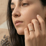 14K Gold Beaded Baguette Cluster Ring – Dainty Stackable Band