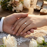 14K Gold Princess Cut Solitaire Ring – Dainty Accent Engagement Band