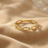 14K Gold Paperclip Chain Ring – Adjustable Stackable Ring (SKU GRAM) UPDATE MODEL YOK
