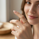 14K Gold Paperclip Chain Ring – Adjustable Stackable Ring (SKU GRAM) UPDATE MODEL YOK