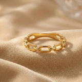 14K Gold Paperclip Chain Ring – Adjustable Stackable Ring (SKU GRAM) UPDATE MODEL YOK