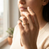 14K Gold Polished Pebble Stackable Ring – Minimalist Everyday Band