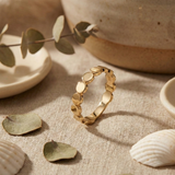 14K Gold Polished Pebble Stackable Ring – Minimalist Everyday Band