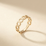 14K Gold Honeycomb Geometric Ring – Modern Hexagon Stackable Ring
