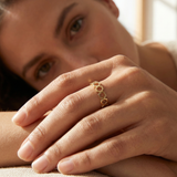 14K Gold Honeycomb Geometric Ring – Modern Hexagon Stackable Ring