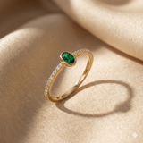 14K Yellow Gold Emerald & Baguette Pavé Band Ring BRK