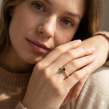 14K Yellow Gold Emerald & Baguette Pavé Band Ring BRK