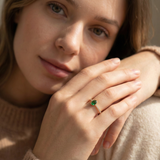 14K Yellow Gold Emerald & Baguette Pavé Band Ring BRK