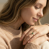 14K Yellow Gold Emerald & Baguette Pavé Band Ring BRK