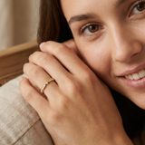 14K Gold Art Deco Pavé Ring – Geometric Vintage Stackable Band