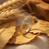 14K Gold Marquise Twist Diamond Ring – Elegant Stackable Eternity Band