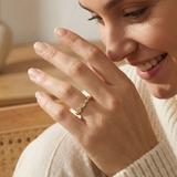 14K Gold Marquise Twist Diamond Ring – Elegant Stackable Eternity Band