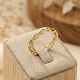 14K Gold Marquise Twist Diamond Ring – Elegant Stackable Eternity Band