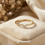 14K Gold Sparkling Chevron Stacking Ring – Dainty Diamond-Cut V Band  UPDATE