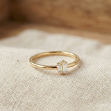 14K Yellow Gold Baguette Minimalist Stackable Ring - Promise Band