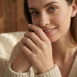 14K Gold Bezel Geometric Trio Ring – Dainty Minimalist Stackable Band