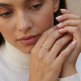 14K Gold Chevron Baguette Stacking Ring – Curved Enhancer Band