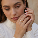 14K Gold Chevron Baguette Stacking Ring – Curved Enhancer Band