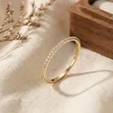 14K Gold Thin Pavé Eternity Band – Dainty Stackable Ring