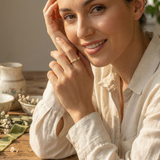 14K Gold Bamboo Sparkle Ring – Adjustable Textured Stacking Band (SKU GRAM)