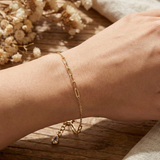 14K Gold Paperclip Chain Bracelet – Solid Yellow Gold Minimalist Link Jewelry