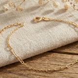 14K Gold Paperclip Chain Bracelet – Solid Yellow Gold Minimalist Link Jewelry