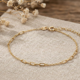 14K Gold Paperclip Chain Bracelet – Solid Yellow Gold Minimalist Link Jewelry