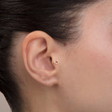 ear model wearing cancer zodiac gold tragus stud horoscope jewelry
