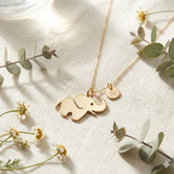 14K Gold Elephant Necklace with Custom Initial Charm – Lucky & Personalized Gift