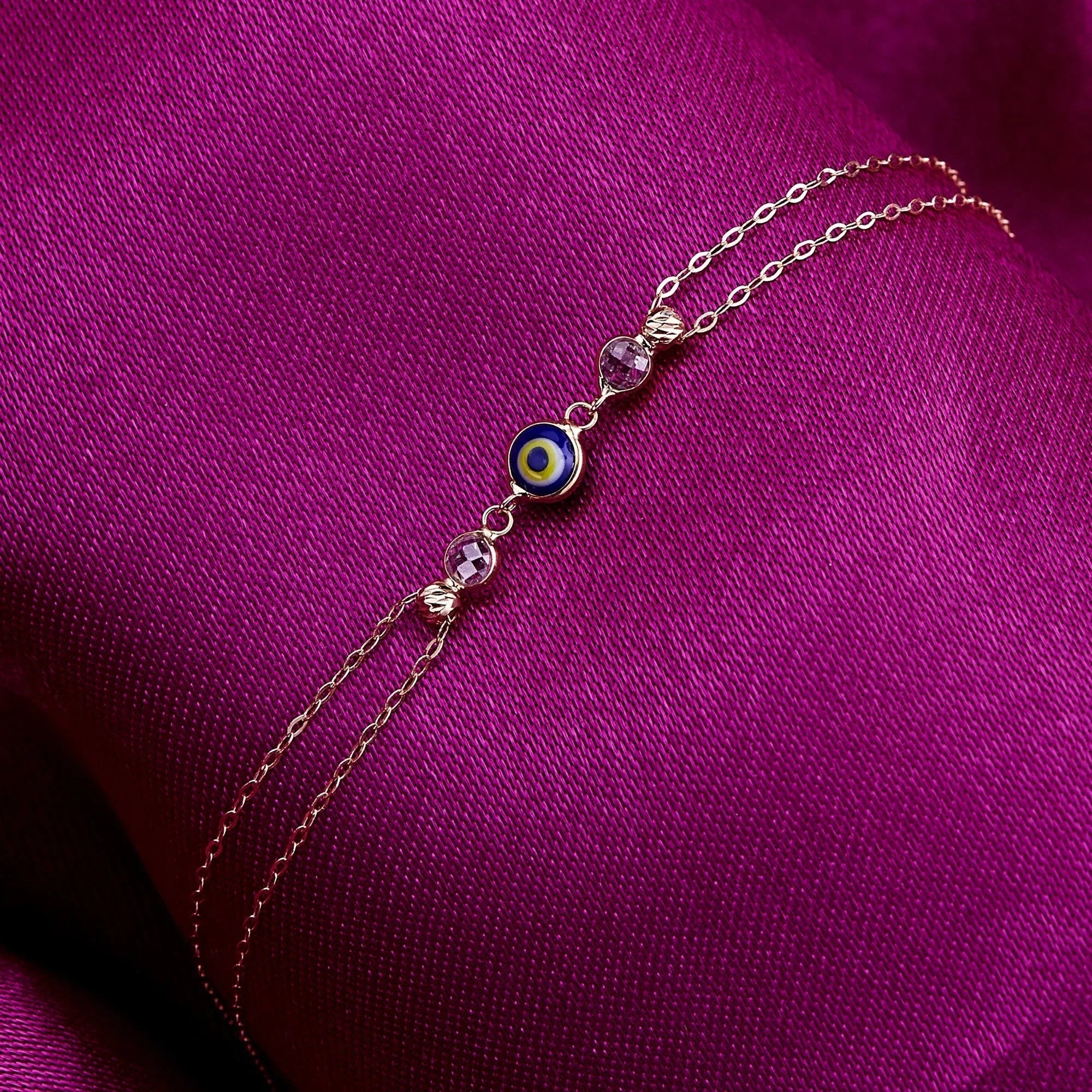 14K Gold Evil Eye Charm Bracelets – Protection with Gemstone Accents - 3