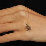 Real 14K gold rose-shaped flower pendant necklace symbolizing elegance and love.