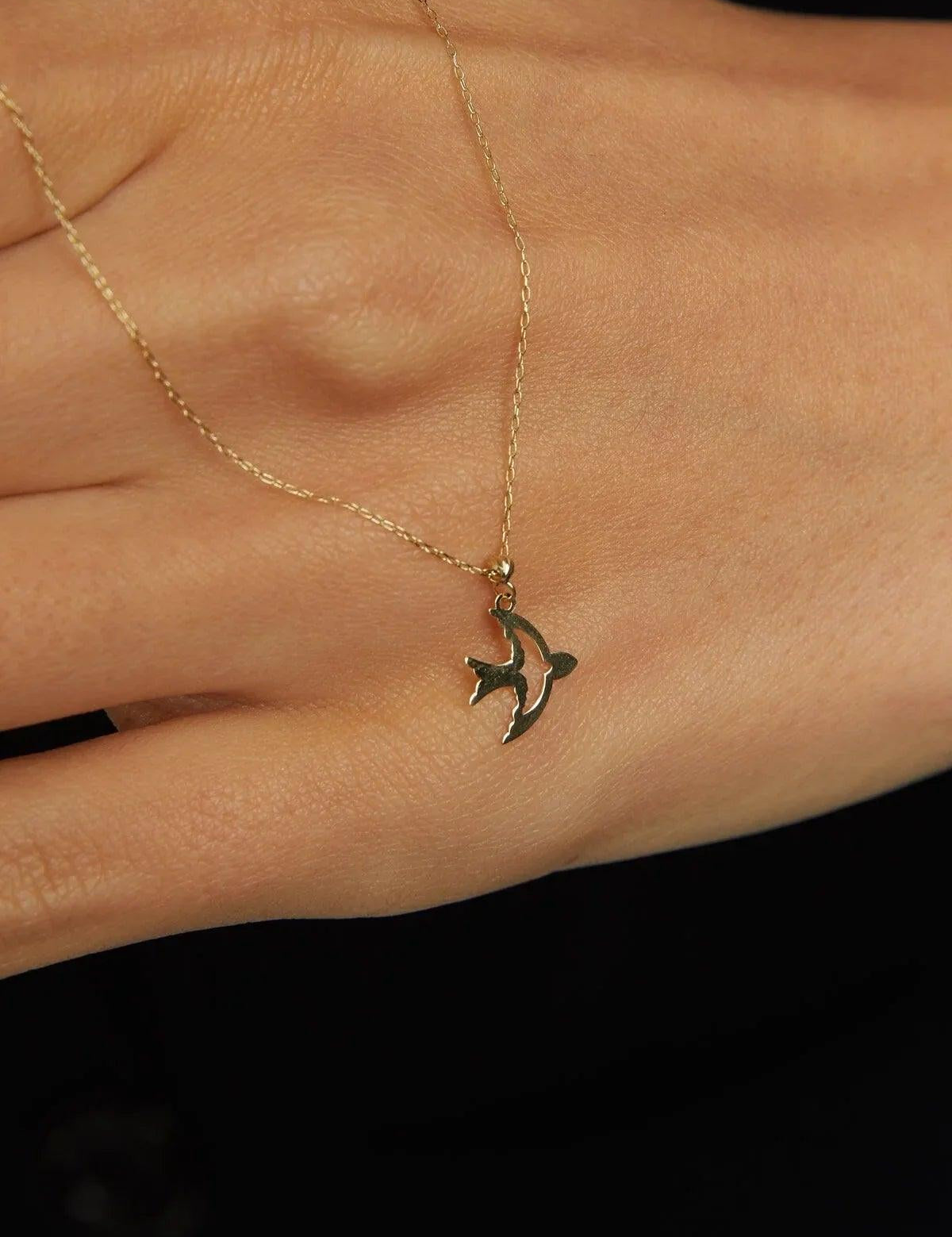 14K Gold Flying Bird Necklace – Symbol of Freedom & Peace - 4
