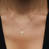 14K solid gold four-leaf clover necklace, symbolizing luck and elegance