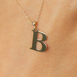 Real 14K gold initial necklace with the letter A pendant