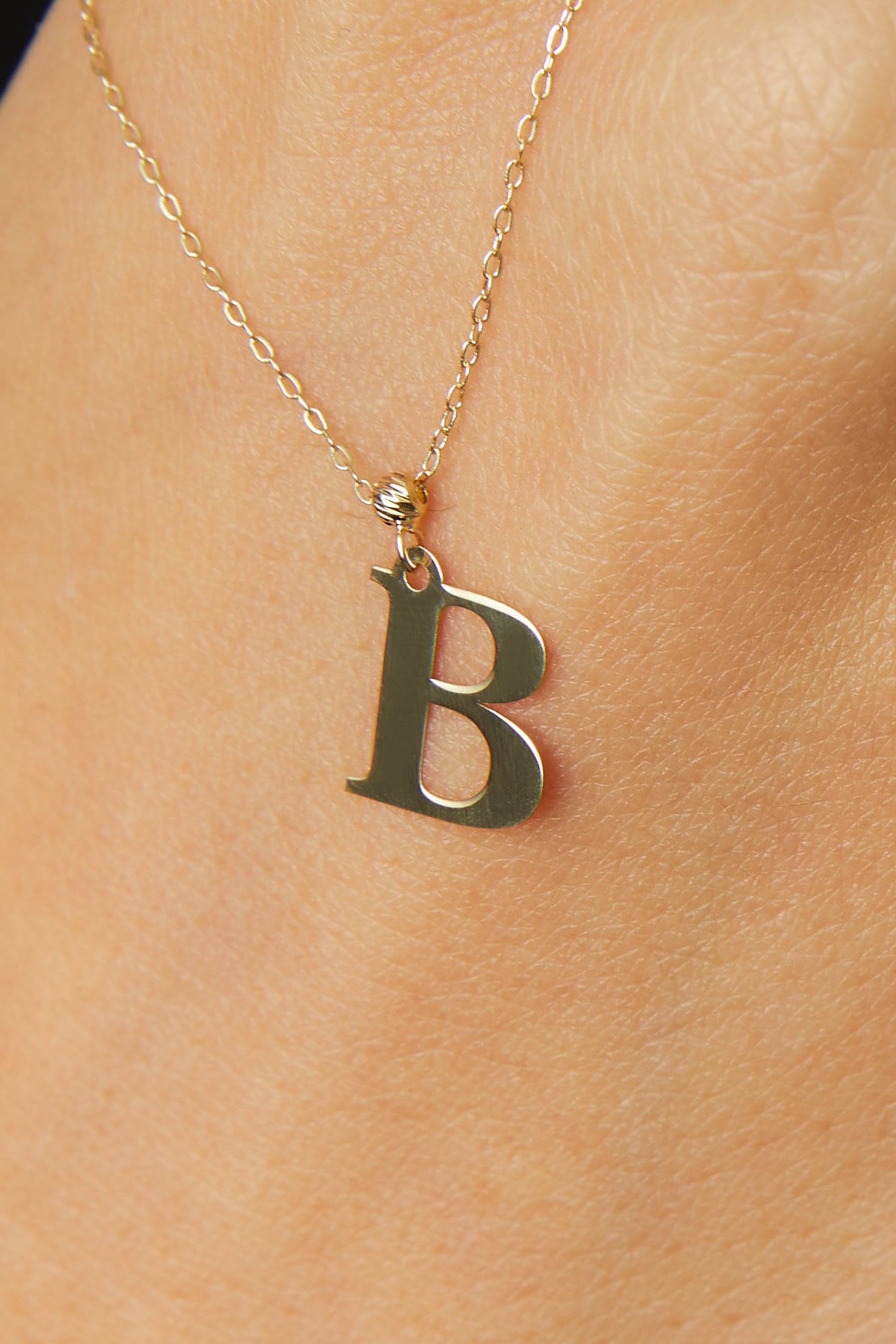 Real 14K gold initial necklace with the letter A pendant