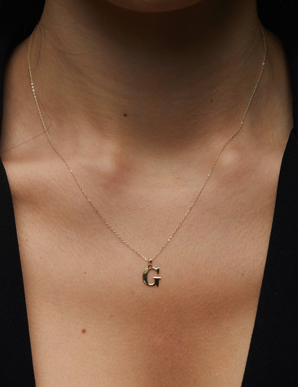 Real 14K gold initial necklace with the letter A pendant