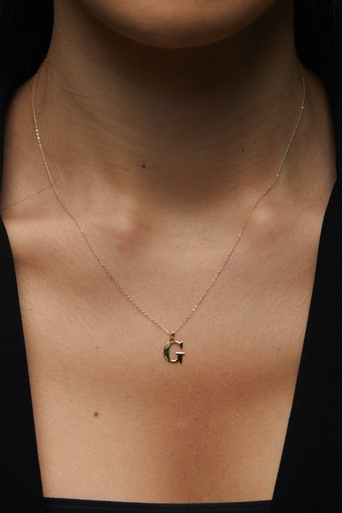 Real 14K gold initial necklace with the letter A pendant