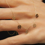 14K gold necklace with multiple clover charm discs