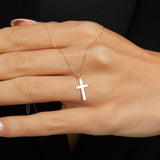 14K Gold Classic Cross Pendant Necklace - Minimalist Religious Pendant