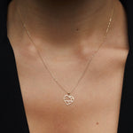 Minimalist 14K gold geometric heart pendant necklace